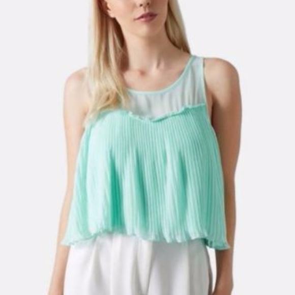 Topshop Pleated Chiffon Crop Top 10 - Picture 1 of 10